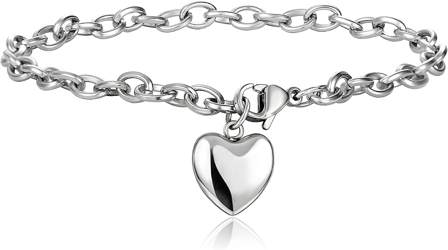Jstyle Jewelry Women's Heart Charm Bracelets Stainless Steel Link Bracelet Birthday Gifts for Women Jewelry - Image 1